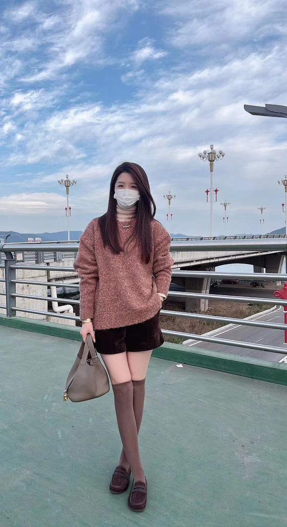 青怡QINGYI55021秋冬新款慵懒风夹花杂色小众毛衣女宽松休闲韩版