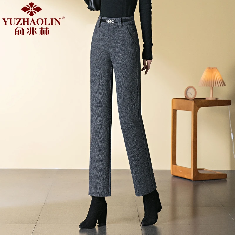俞兆林妈妈裤子女款爆款2024新款羊毛呢直筒休闲裤春秋中老年女裤