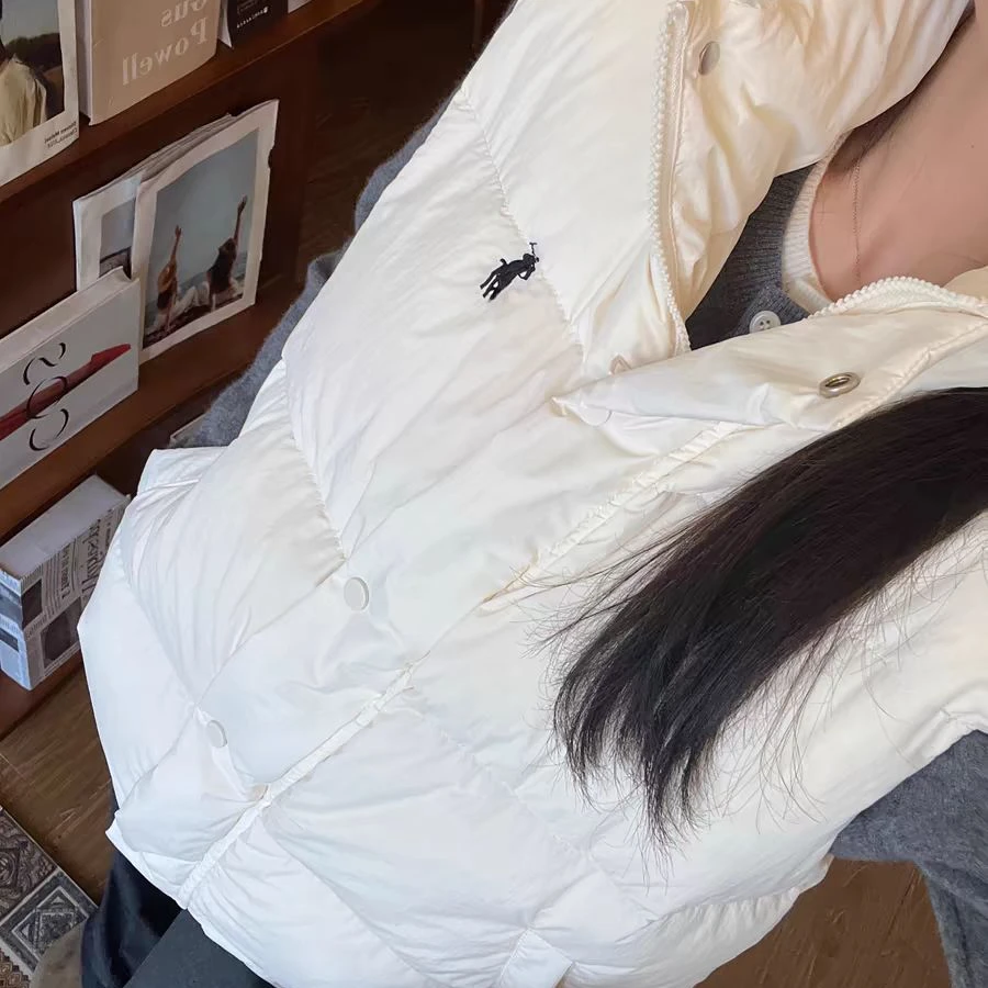 韩系高级感刺绣坎肩开衫棉服马甲棉服女秋冬新款宽松坎肩背心外套