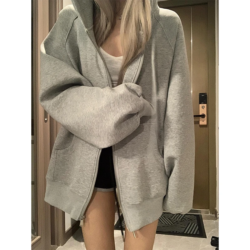 美式oversize重磅400g中山质感卫衣男秋冬潮牌情侣大码连帽衫外套