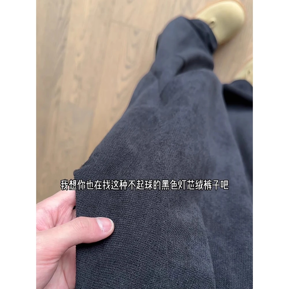 褶皱伞兵灯芯绒重磅休闲裤男春秋美式潮牌宽松直筒阔腿运动长裤子