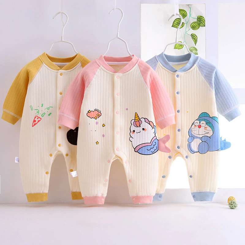 秋冬婴儿衣服0-6-12月宝宝保暖衣新生儿哈衣爬服夹棉男女婴儿连体