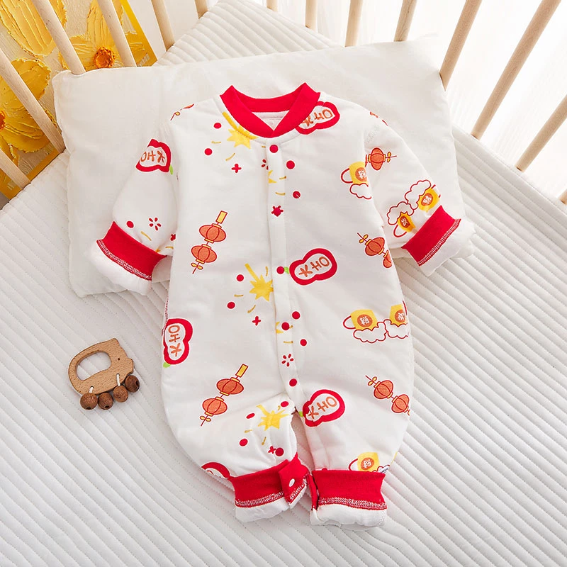 无骨40g婴儿薄棉袄纯棉新生儿衣服中厚保暖0-12个月宝哈衣爬服春