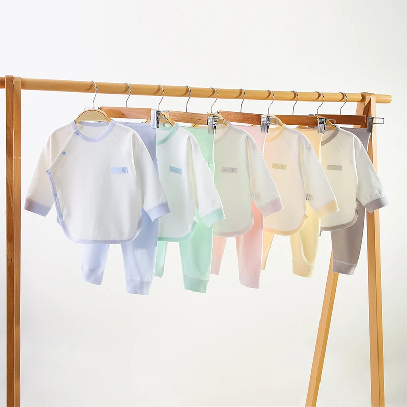 纯棉婴儿高腰护肚套装长袖男女宝宝秋衣裤新生儿打底衣四季保暖衣