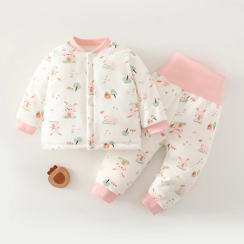 【专柜】150g夹棉加厚婴儿棉袄套装0-12月宝宝棉服高腰护肚棉裤外套