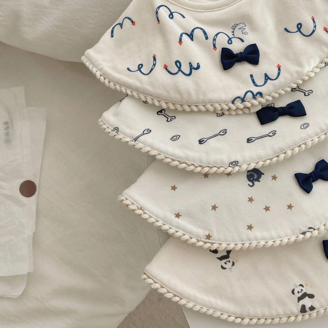 ins韩国婴幼儿口水巾夏季A类新生儿宝宝围嘴圆形可旋转围兜0-2岁