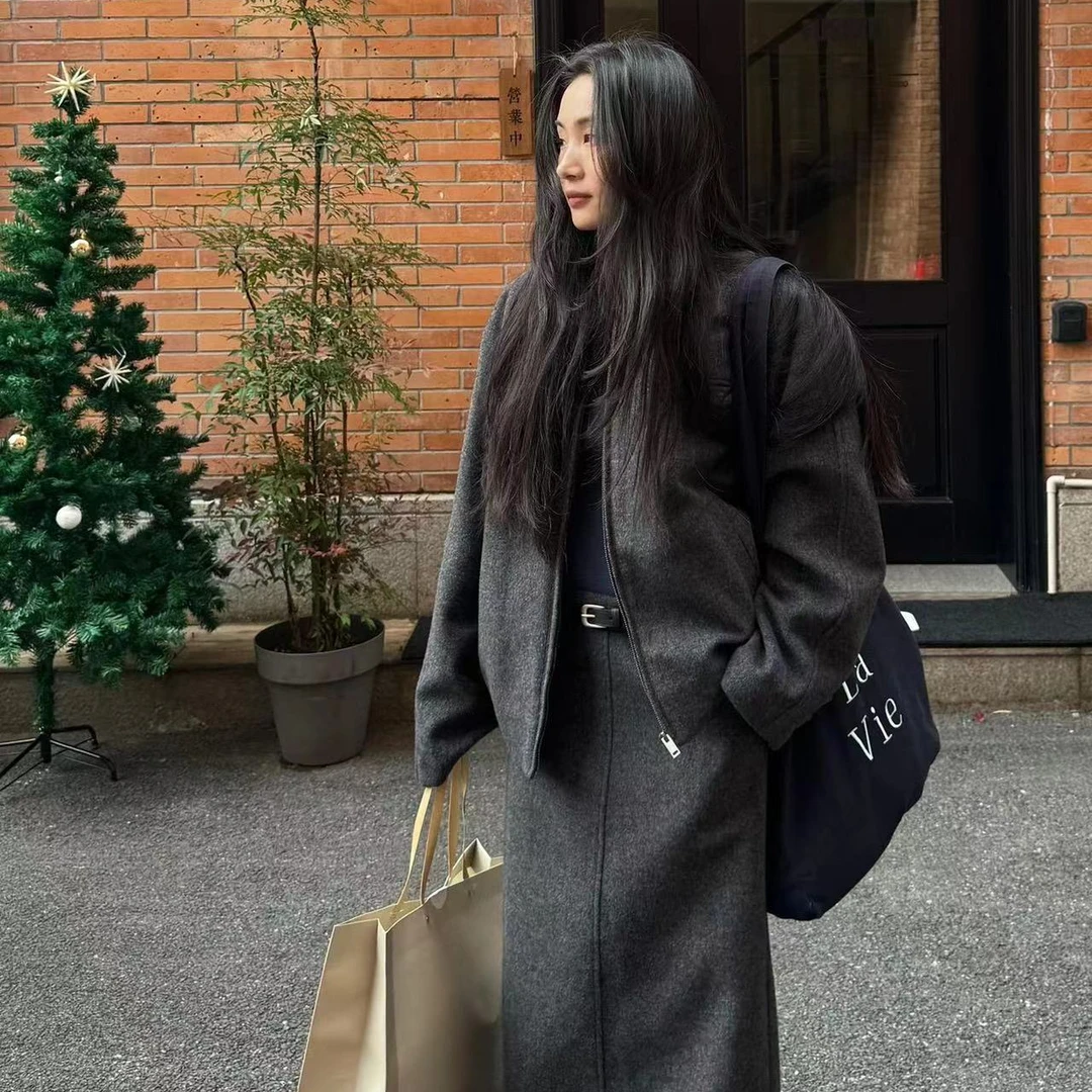 【逸语2024专场】in choose u笑笑家冬羊毛夹克+半身裙两件套87669