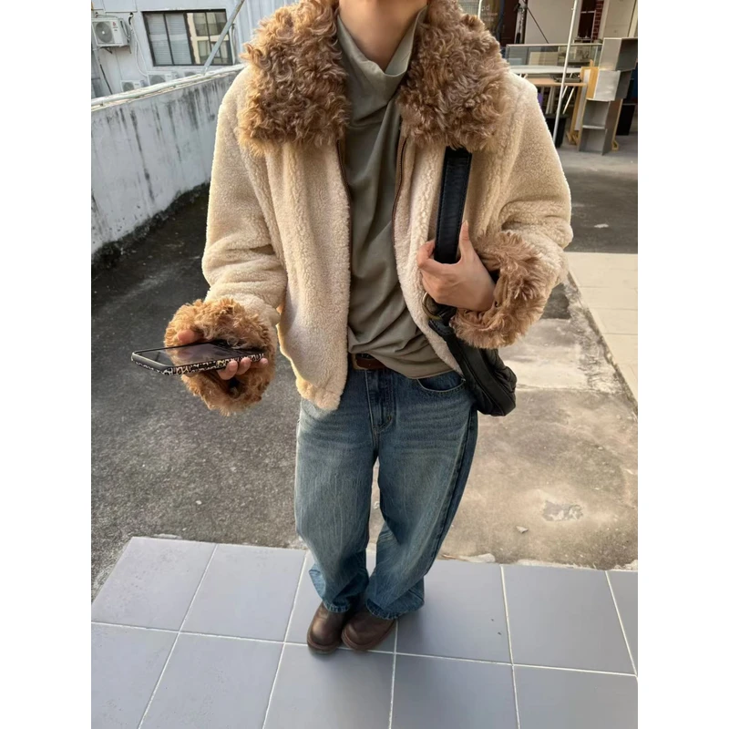 【逸语2024专场】in choose u笑笑家冬季博主毛领撞色毛毛外套87671