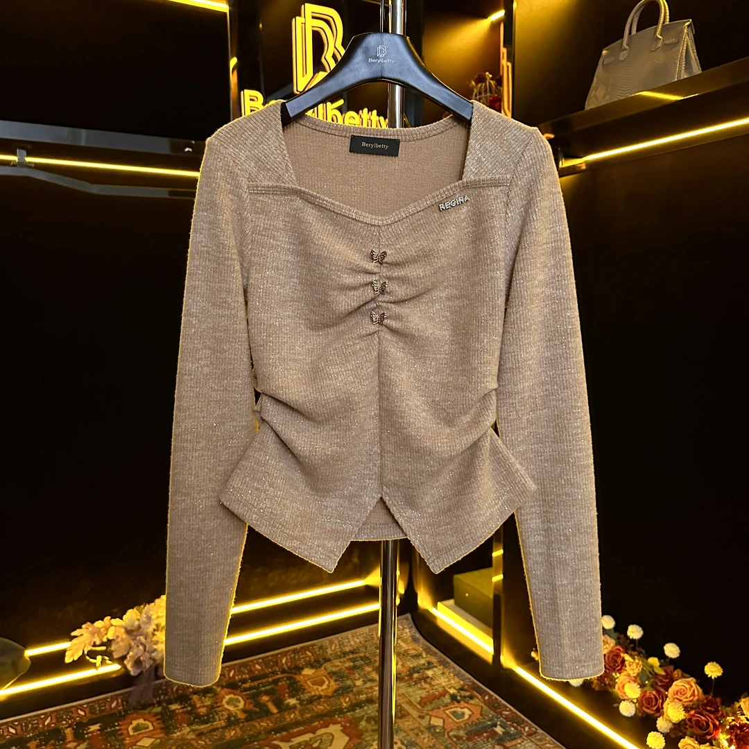 轻奢百搭修身冬季时尚气质设计感显瘦长袖上衣Alan B1498