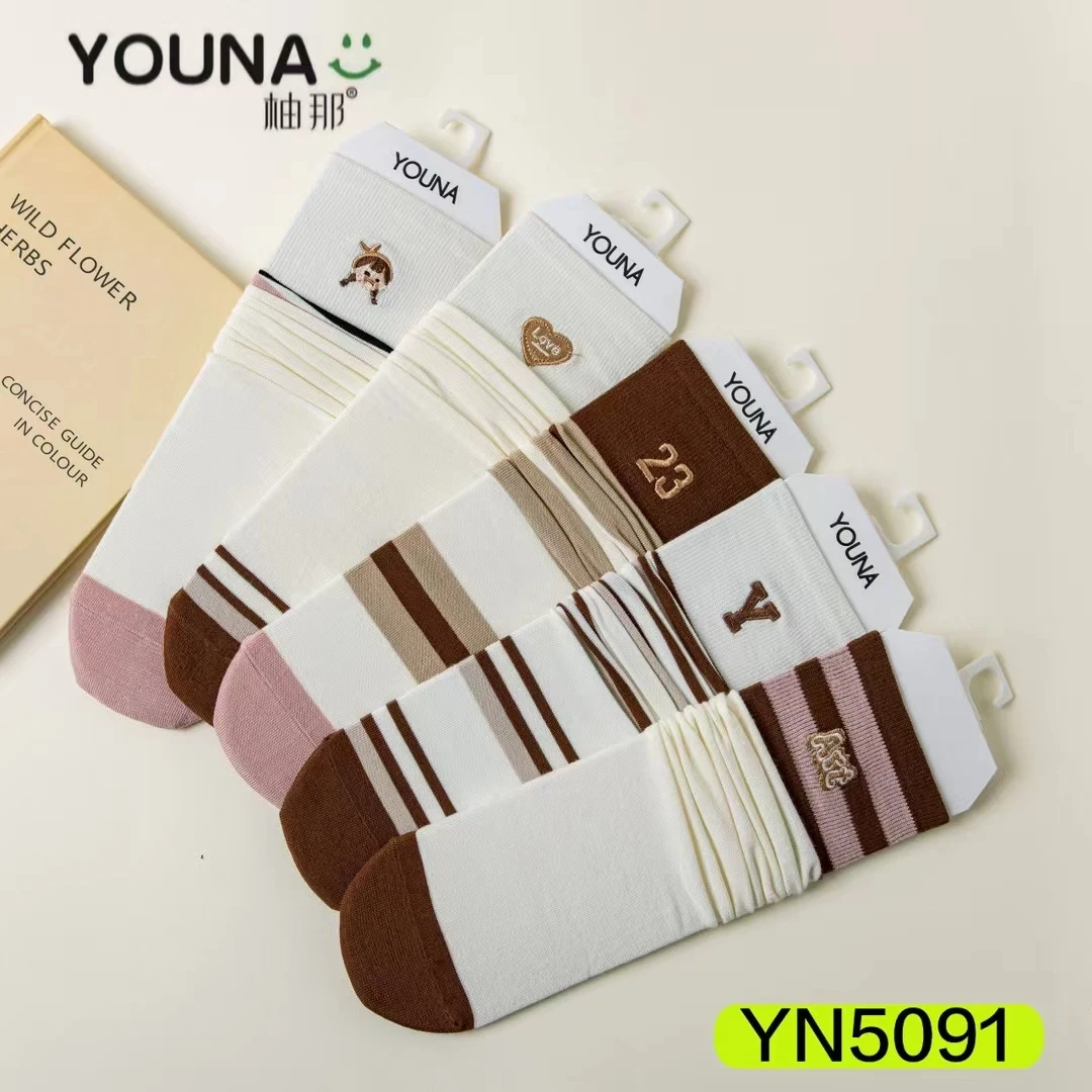 5双春夏刺绣时尚潮流堆堆女袜