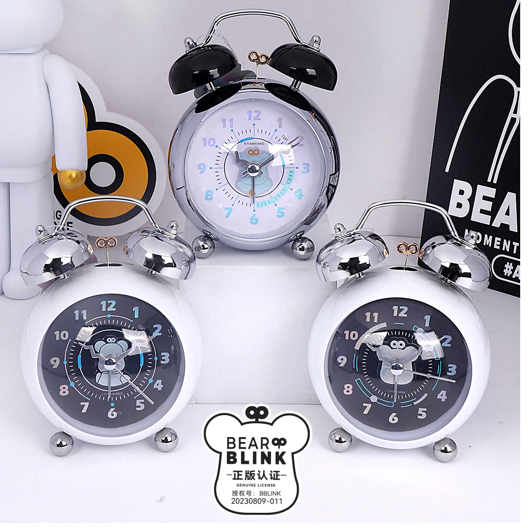 儿童打铃闹钟可爱创意多功能床头柔和夜光卧室闹铃