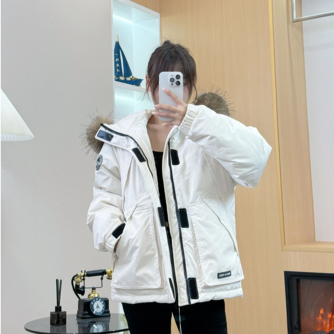 QIHONG【秋冬新品】派克羽绒服女新款韩版宽松加厚藏青色外套