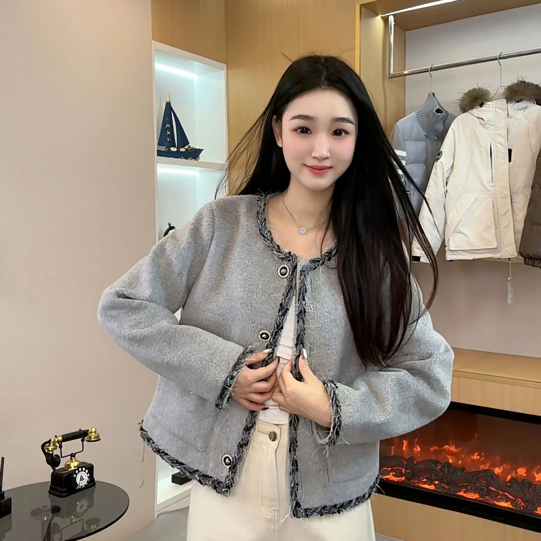 QIHONG法式小香风名媛毛呢外套女新款高级感小个子短款上衣