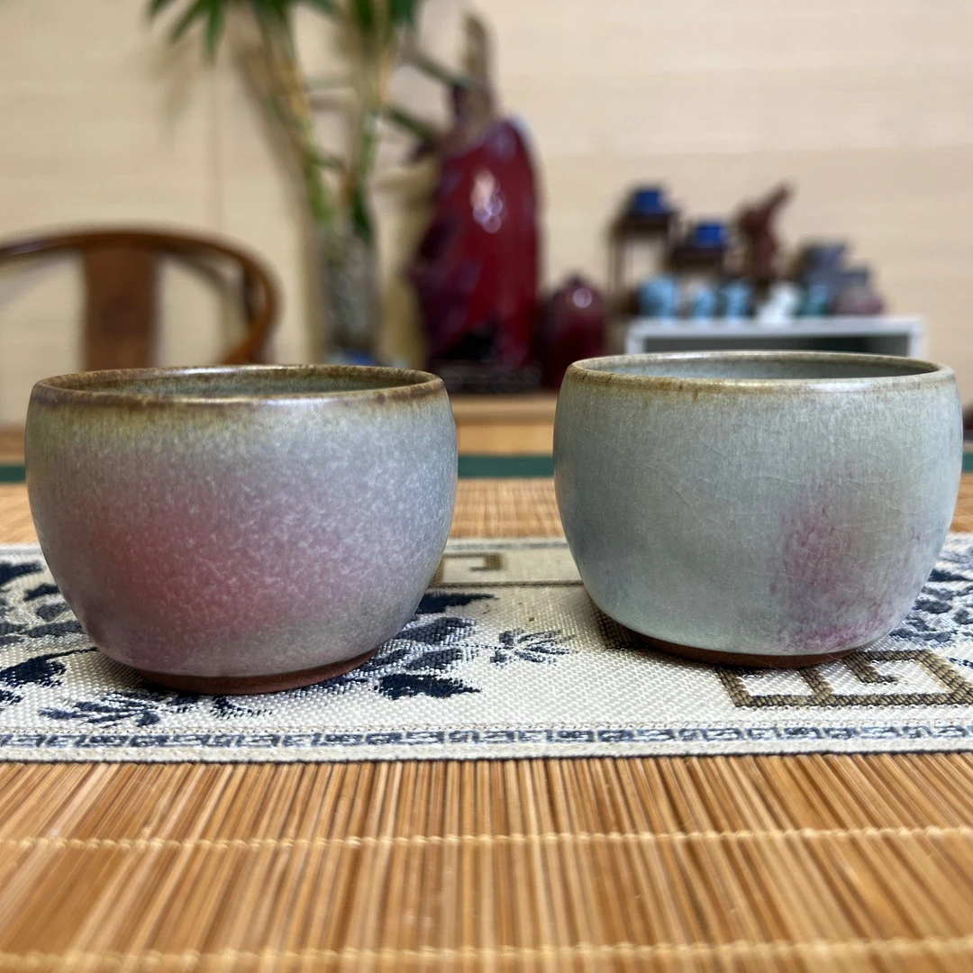 钧瓷胭脂水粉主人杯 纯手工天然原矿釉 自然窑变 杨鹏飞作品