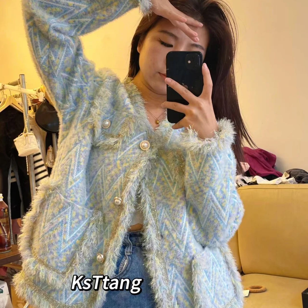 重工小香风开衫休闲气质百搭女外套秋冬新款网红秋季设计感甜美