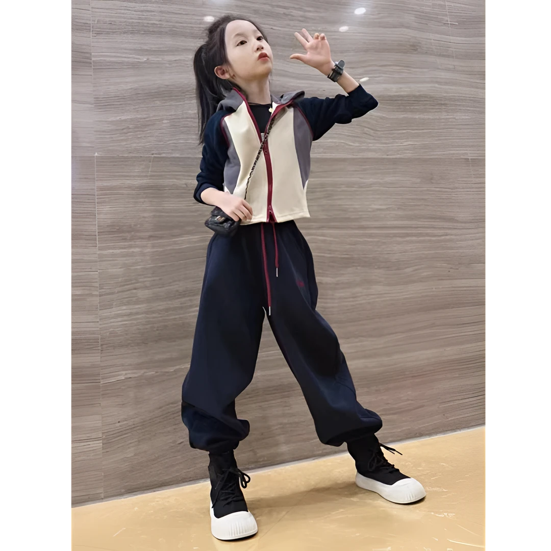 女童运动套装春秋款2025新款女孩大童卫衣外套又酷又飒卫裤两件套