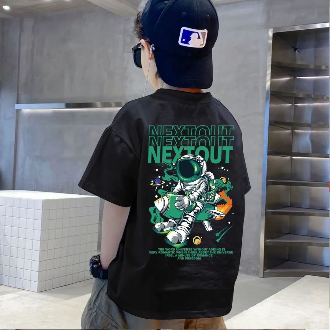 纯棉男童儿童节t恤2024新款印花短袖夏季半袖男孩中大童上衣