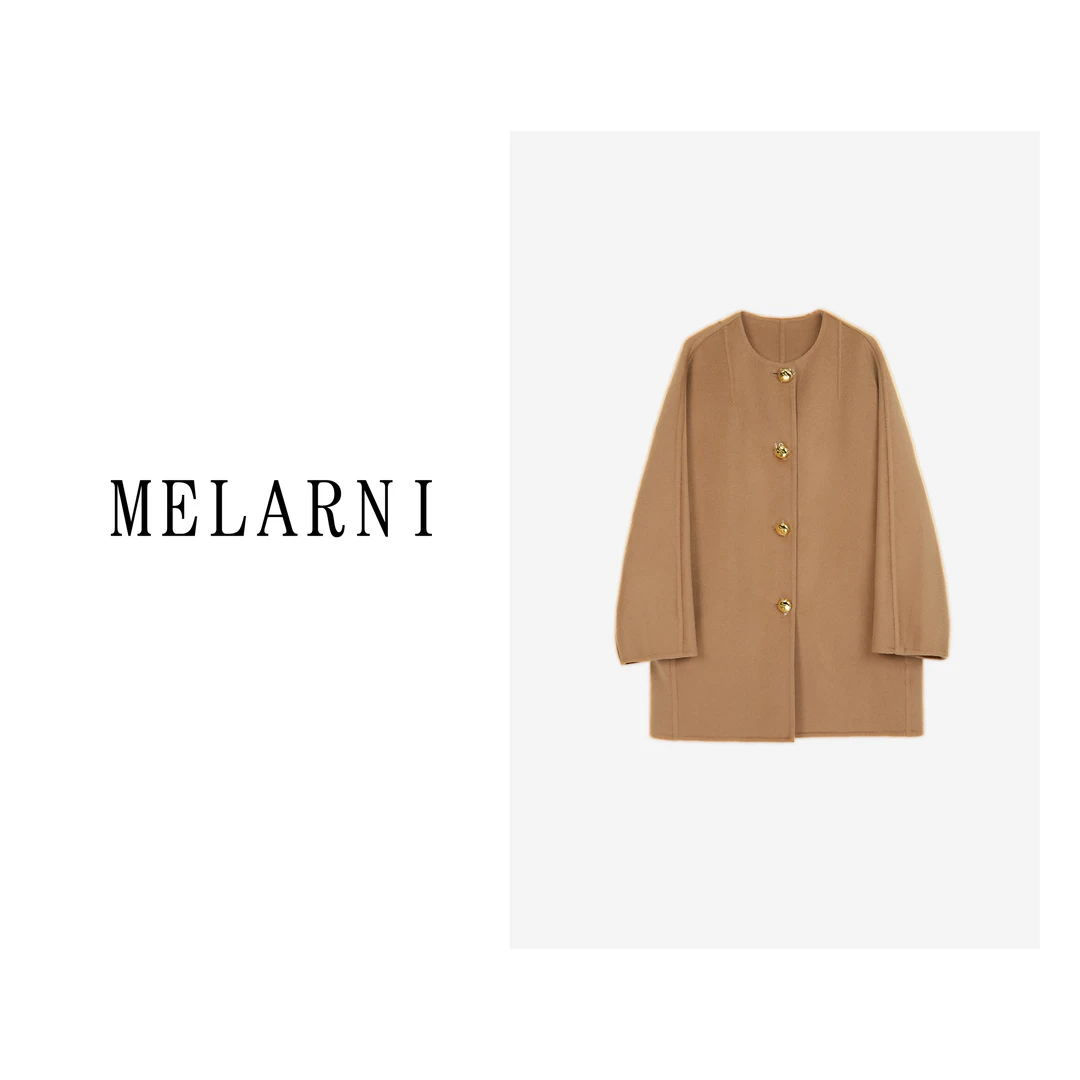 【MELARNI】女士秋冬时尚精致中长款毛呢大衣MLN11324