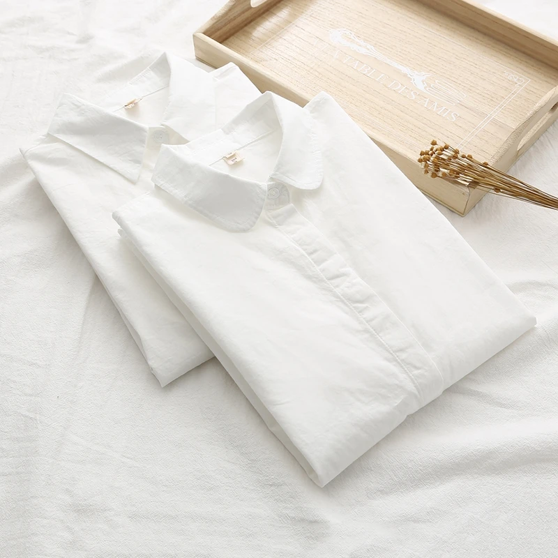 纯棉衬衫女长袖春秋装通勤正装职业气质内搭上衣白色打底修身衬衣
