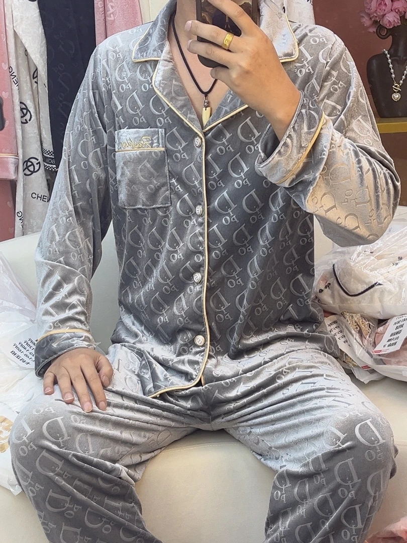 【金钻绒】 男款长袖长裤两件套时尚高级感大牌风家居服