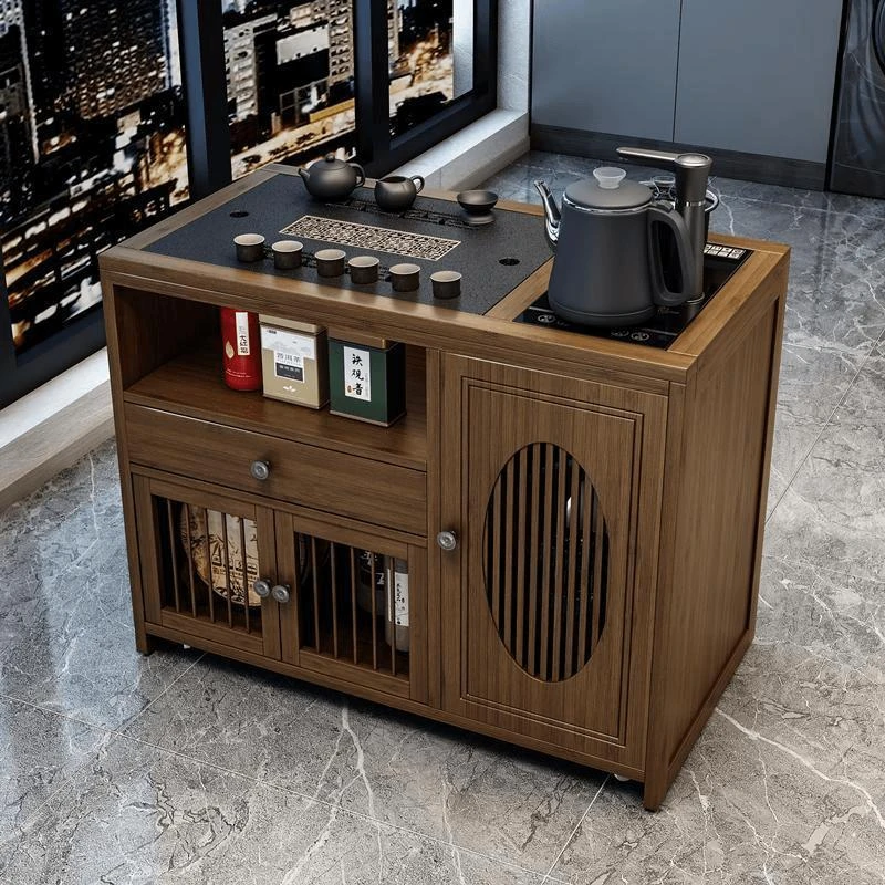 新疆包邮移动茶桌茶台家用实木小茶车客厅泡茶几茶具套装全自动烧