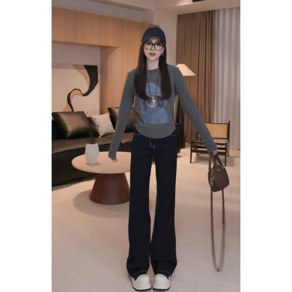 【鲁本斯油画】B10805冬季新款时尚卡通小狗双面德绒打底上衣