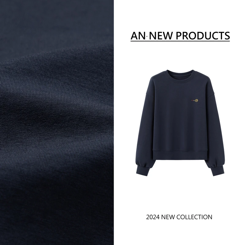 B90171秋季新款时尚宽松设计感刺绣网球拍图案休闲卫衣