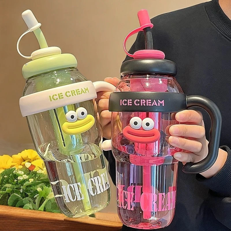高颜值冰霸杯夏季ins大容量水杯女生新款耐高温食品级吸管塑料杯