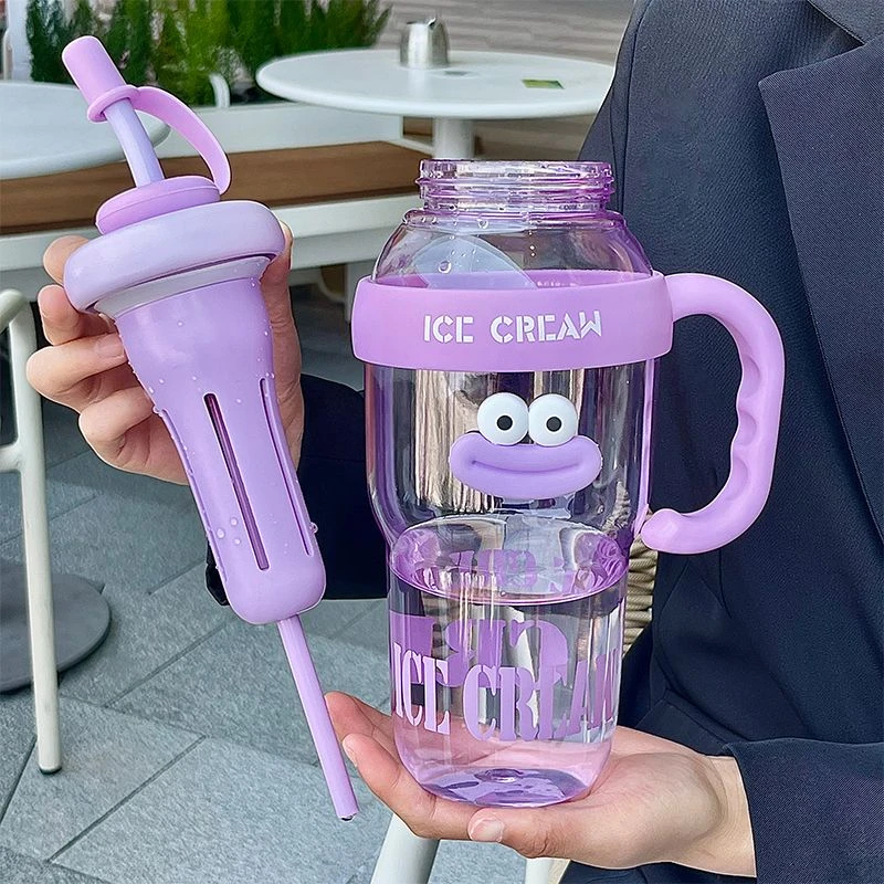 新款女生高颜值巨无霸塑料杯大容量水杯耐高温吸管杯便携夏季杯子