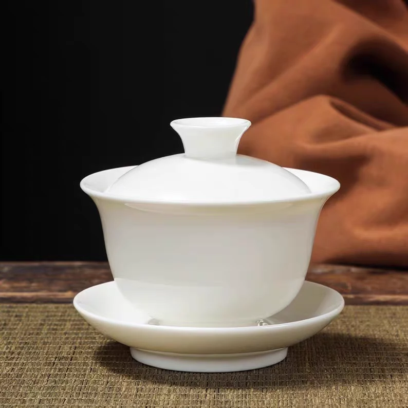 【圆融盖碗】可悬停冰玉白瓷三才盖碗150ml