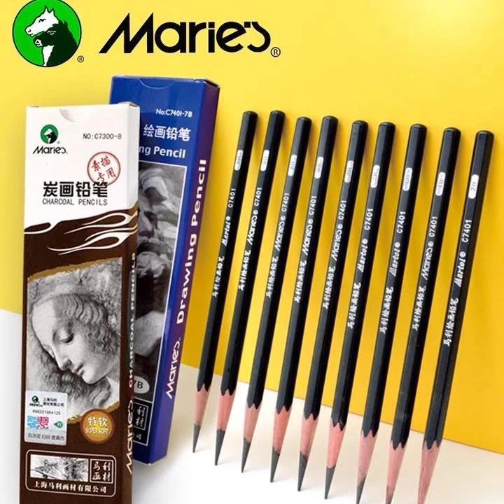马利素描铅笔初学者绘画2b铅笔4b6b8b绘图铅笔小学生无毒 一年级