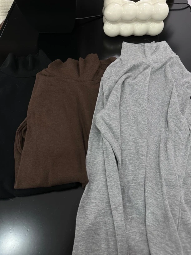 【XG】半高领打底修身纯色