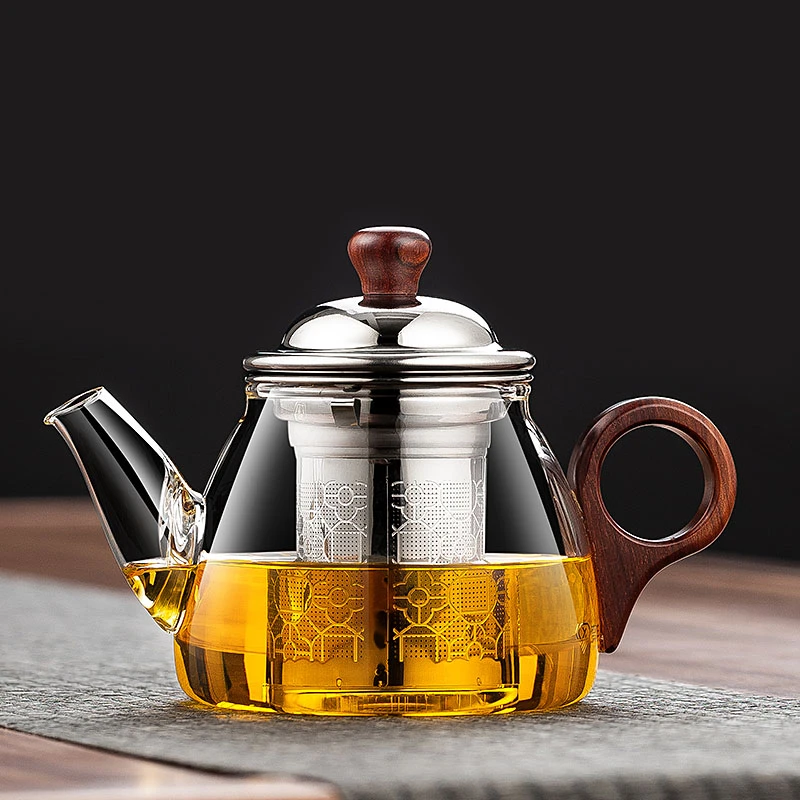 叙锦不锈钢过滤花茶壶家用小容量泡茶壶耐热玻璃泡茶器日式分茶海