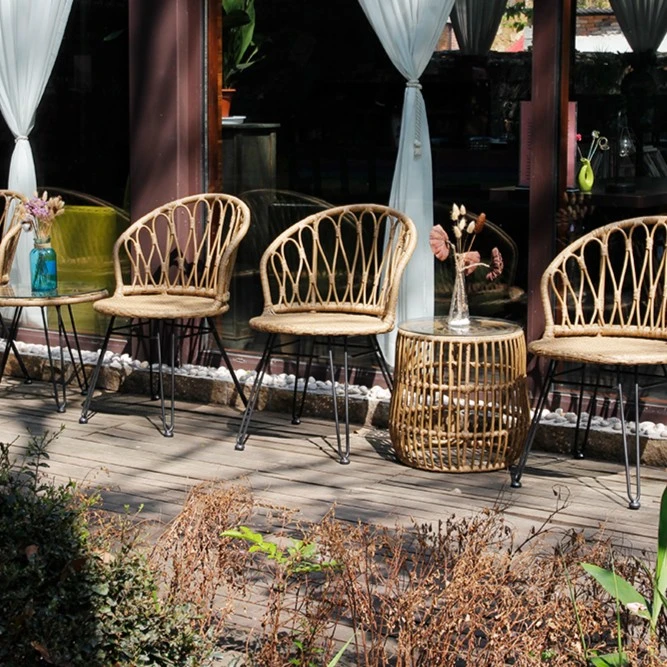 户外桌椅庭院室外休闲餐椅欧式靠背单人花园阳台藤编北欧藤椅1590