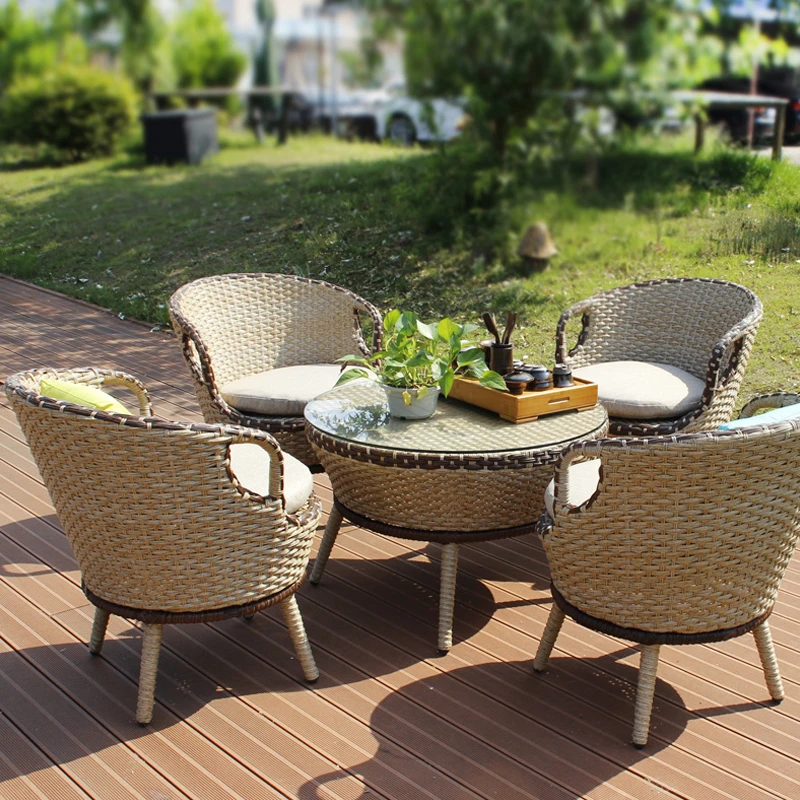 藤椅沙发单人休闲椅户外阳台桌椅小茶几三件套复古编织靠背椅1468