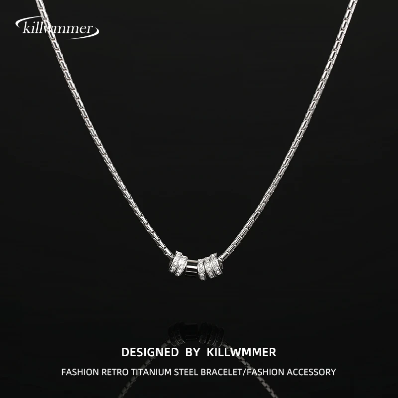 钛钢项链 时尚吊坠项链男女款毛衣链男生高级感痞帅不掉色锁骨链