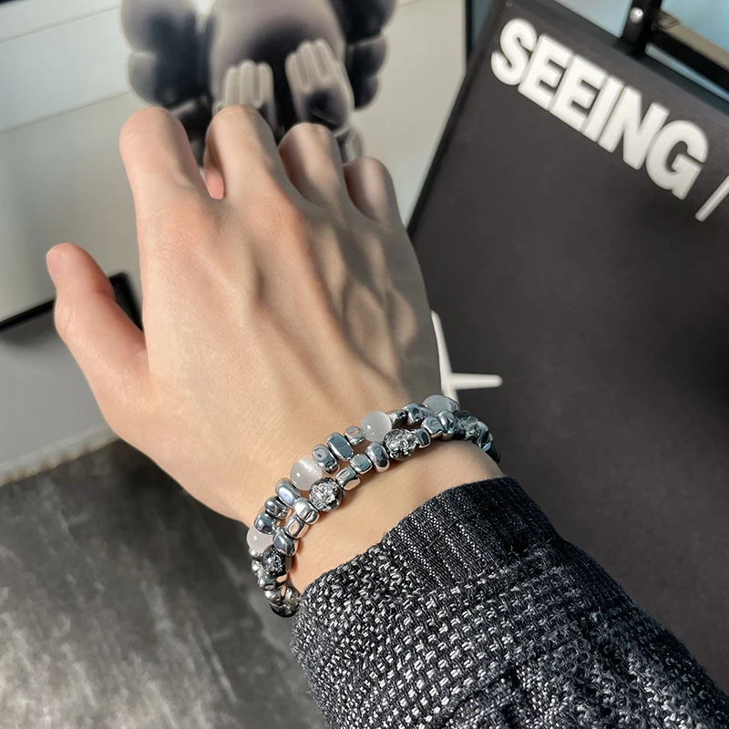 钛钢手链 小众个性拼接时尚手链男款潮流百搭气质个性男生情侣