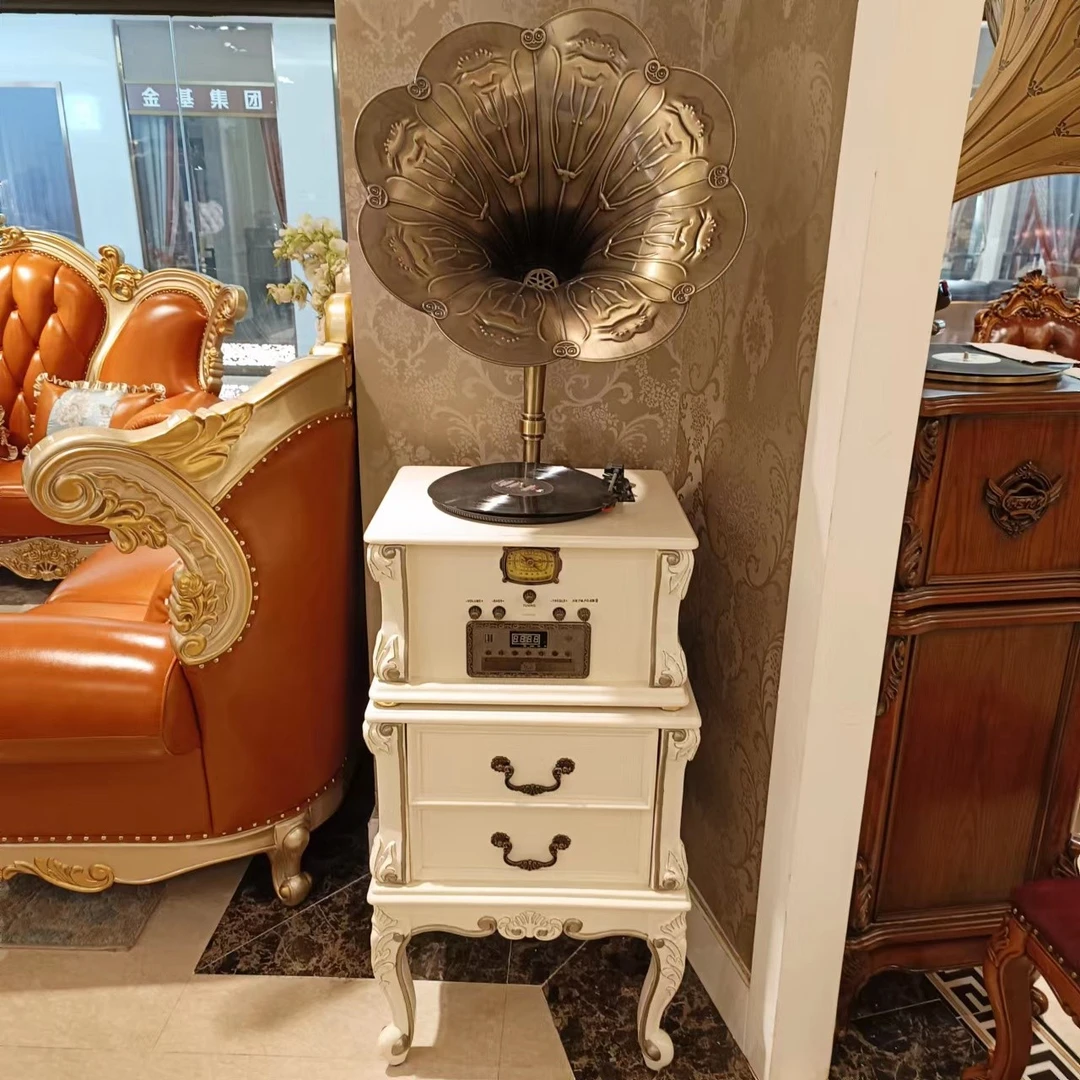 YM154客厅边柜（留声机双抽)500*430*960（加喇叭高度1620）欧式雕花