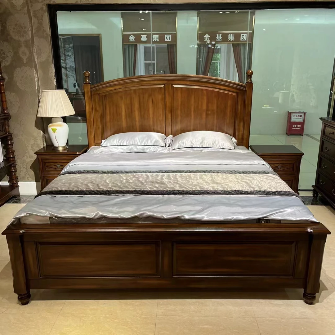 YM503全实木床1.8*2+YM502床头柜52*42*60+YM501电视柜160*45*525