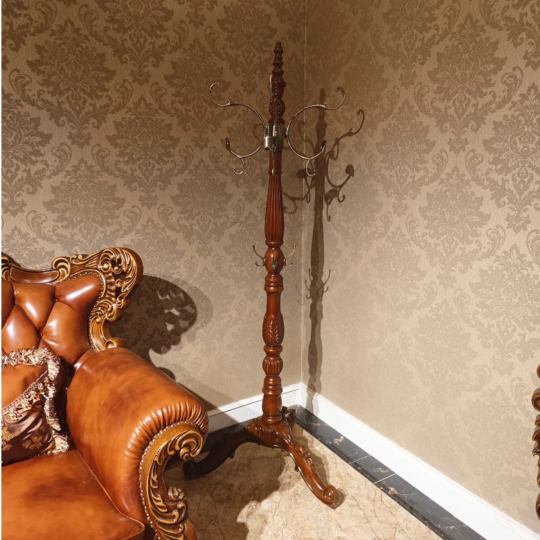 YM436实木挂卧室衣帽架720*720*1890美式家用雕花客厅立式