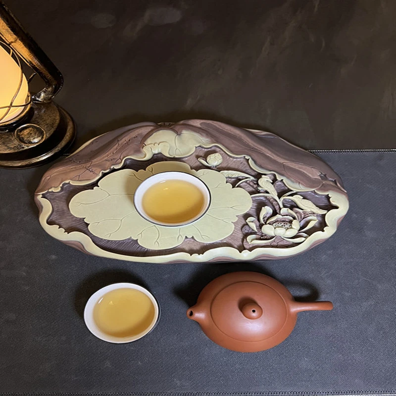 茶盘家用紫袍玉干泡台办公室小型茶台茶托盘简约茶台储水端砚茶盘