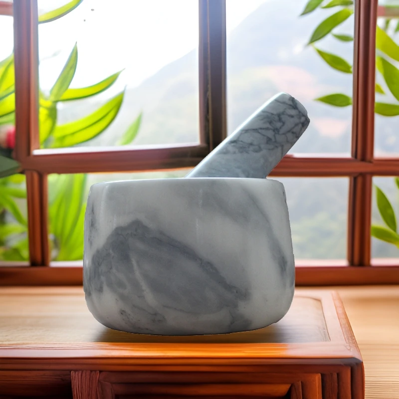天然大理石石头老式捣蒜器石臼家用蒜泥器大蒜蒜蓉压蒜器蒜臼子
