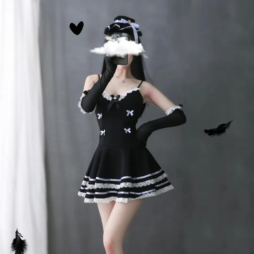 暗黑萝莉学院风日系学生洛丽塔女睡裙蝴蝶结连体短裙
