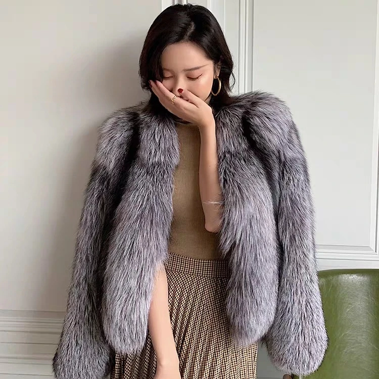 尺码以直播间整皮外套女芬兰银狐毛毛长袖大衣保暖冬气质时尚