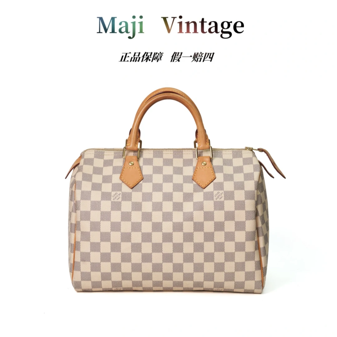 99新 LouisVuitton/路易威登 白棋盘格单肩手提包
