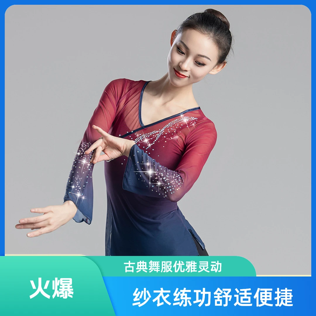 古典舞身韵纱衣艺考服装舞蹈中国舞基训长袖身韵古典舞蹈服装