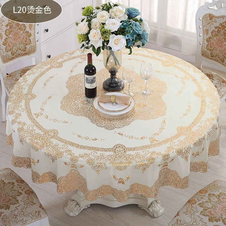 （2.18米圆型加大桌布）适合1.5以上加大圆桌加厚加大圆形烫金桌布
