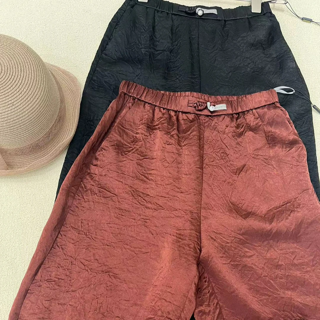 夏季新款醋酸直筒裤百搭醋酸裤子
