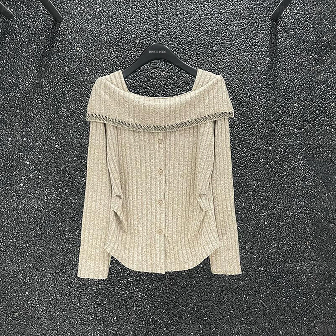 【Jason colors】秋款针织衫长袖一字领打底宽松显瘦气质百搭上衣