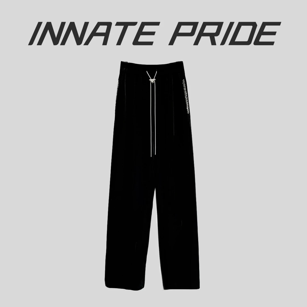 【Innate Pride】夏季新品时尚百搭金丝绒休闲裤显瘦百搭镶钻设计款